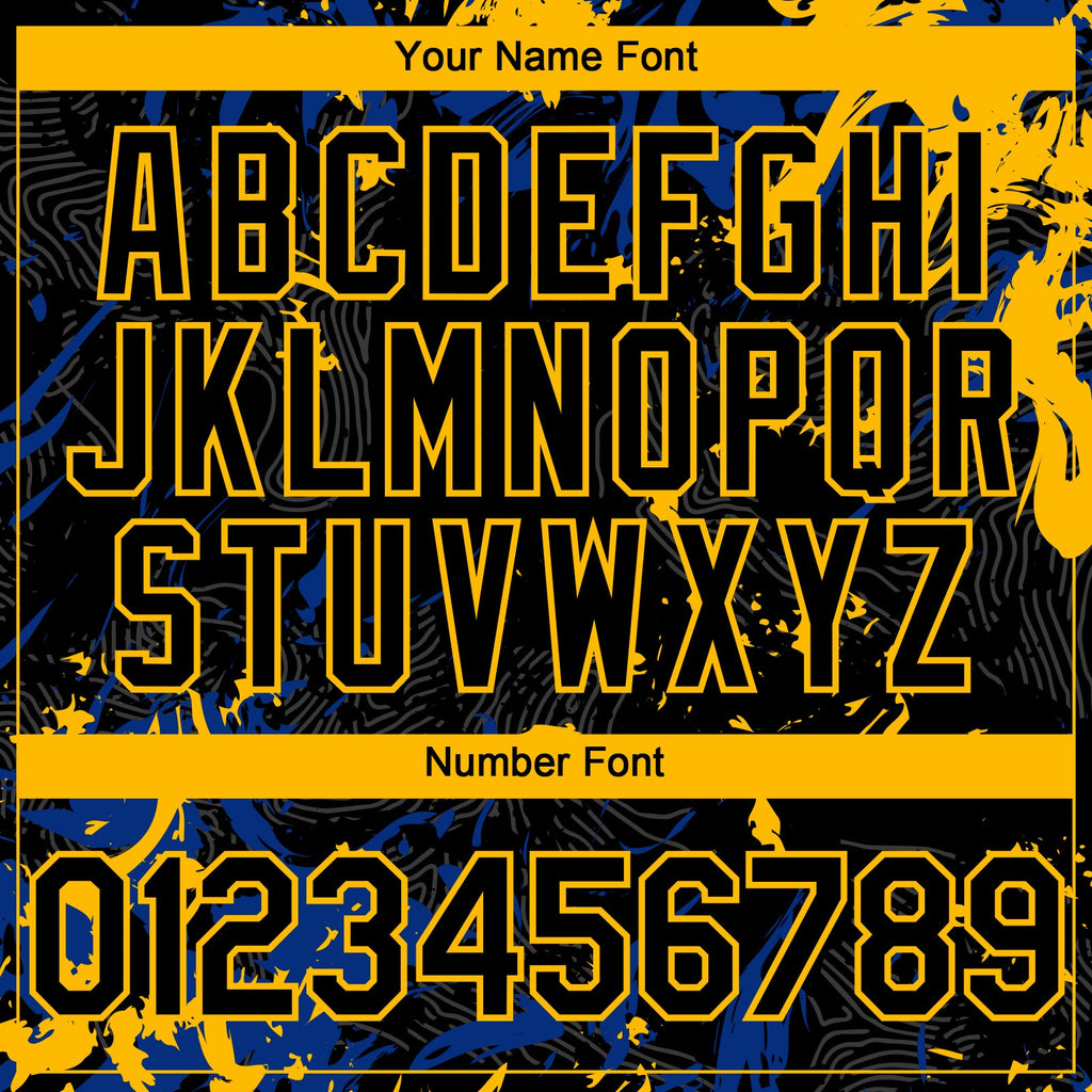 Custom Black Royal-Gold Splash Authentic Baseball Jersey