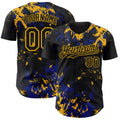 Custom Black Royal-Gold Splash Authentic Baseball Jersey