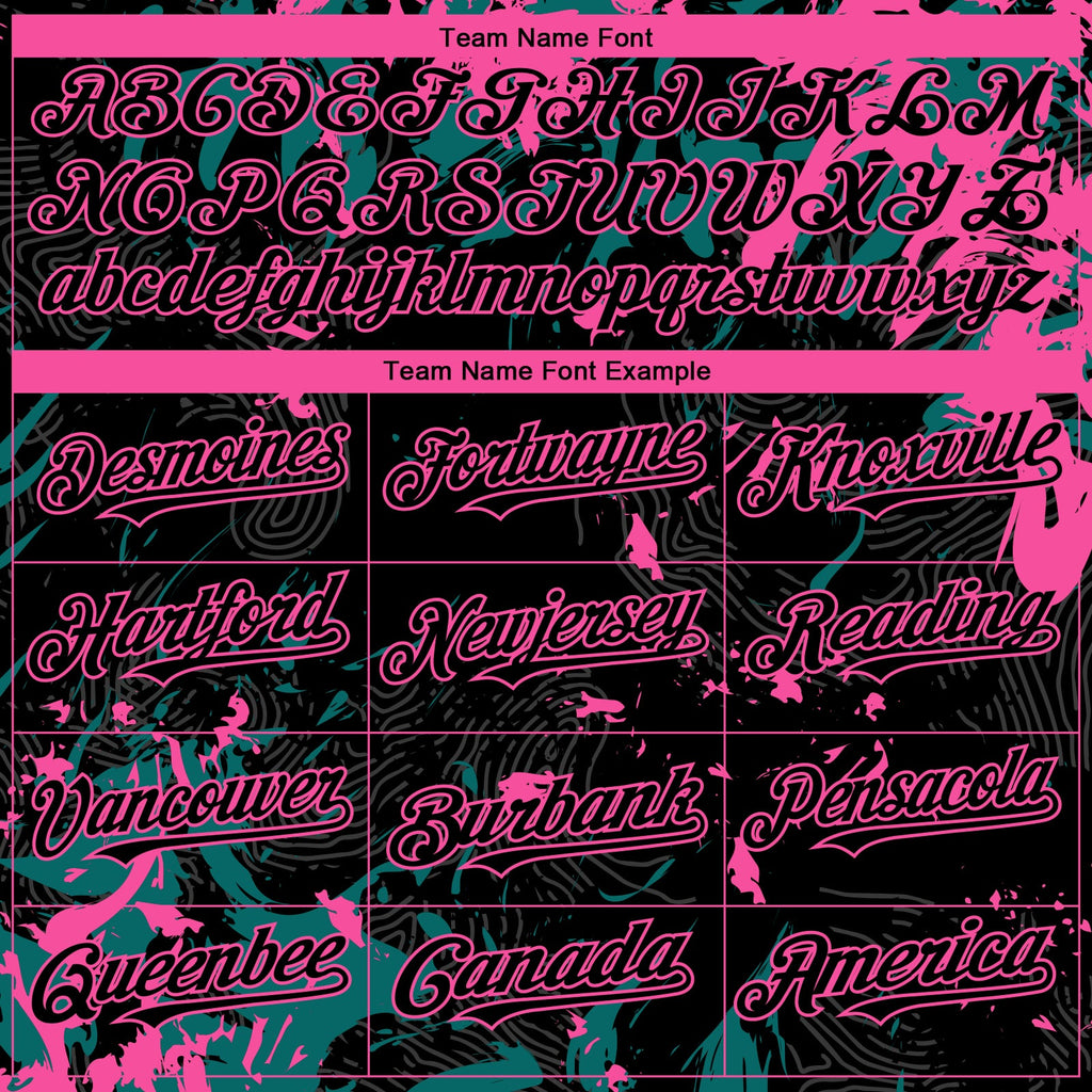 Custom Black Teal-Pink Splash Authentic Baseball Jersey