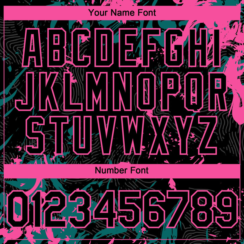 Custom Black Teal-Pink Splash Authentic Baseball Jersey