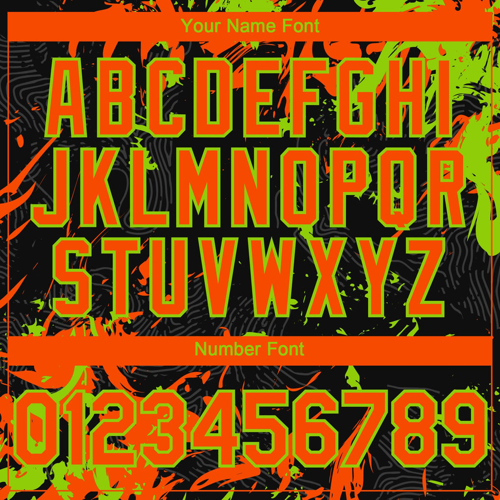 Custom Black Orange-Neon Green Splash Authentic Baseball Jersey