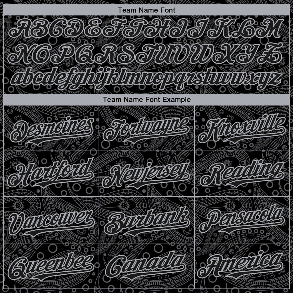 Custom Black Gray Rave Party Ethnic Paisley Bandana Authentic Baseball Jersey