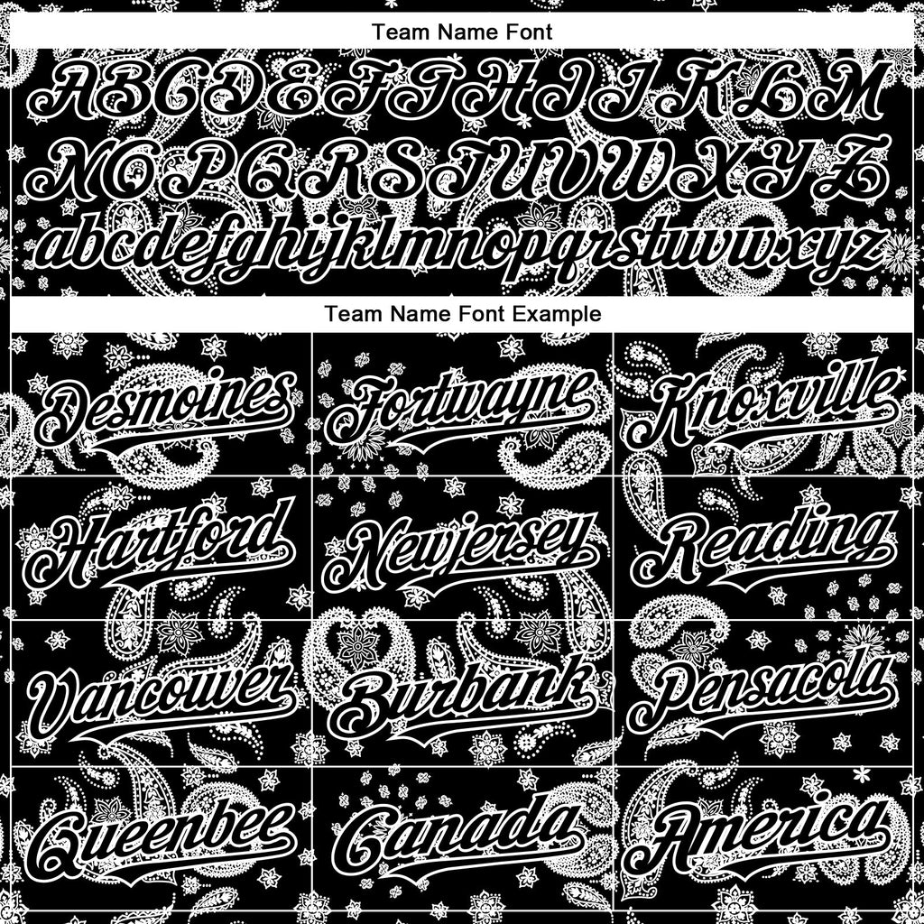 Custom Black White Rave Party Ethnic Paisley Bandana Authentic Baseball Jersey