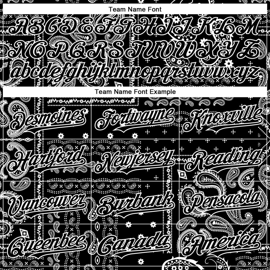Custom Black White Rave Party Ethnic Paisley Bandana Authentic Baseball Jersey
