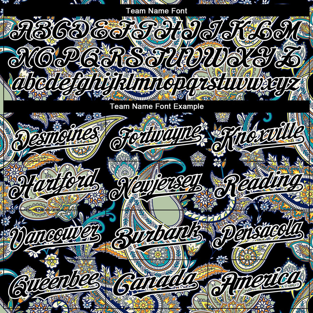 Custom Black White Rave Party Ethnic Paisley Bandana Authentic Baseball Jersey