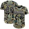 Custom Black White Rave Party Ethnic Paisley Bandana Authentic Baseball Jersey