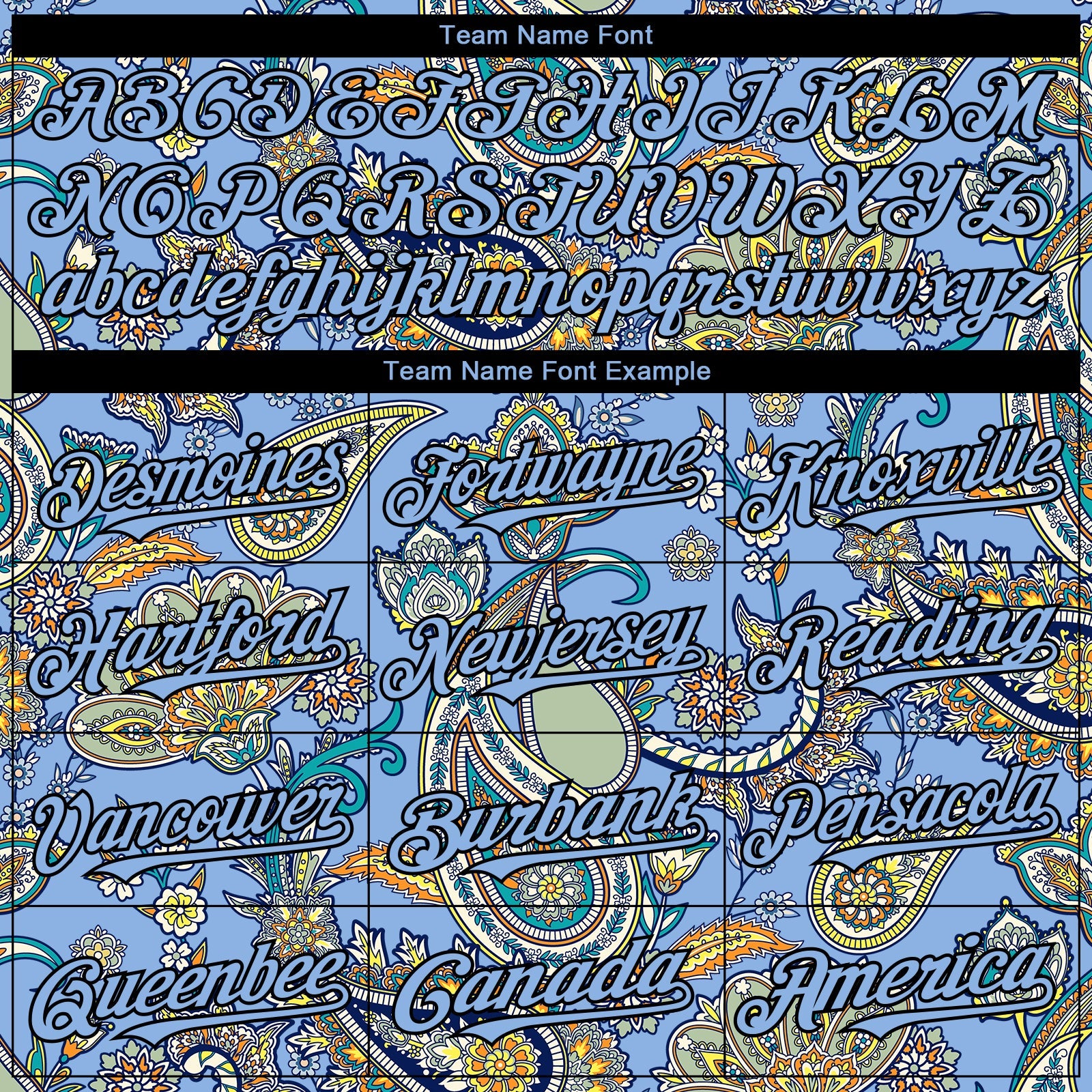 Custom Light Blue Black Rave Party Ethnic Paisley Bandana Authentic Baseball Jersey