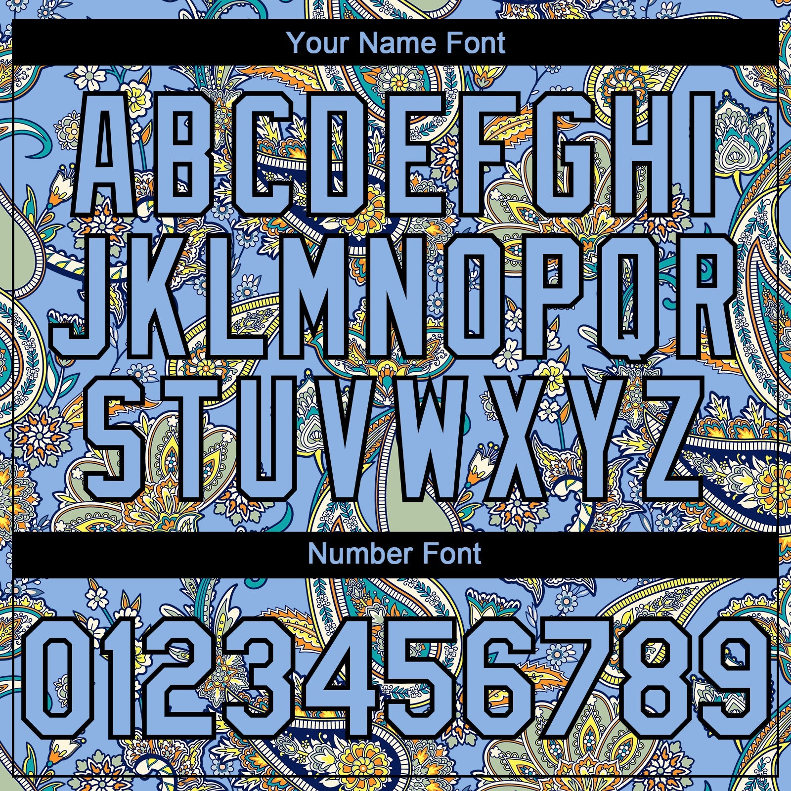 Custom Light Blue Black Rave Party Ethnic Paisley Bandana Authentic Baseball Jersey