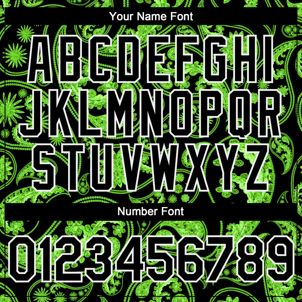 Custom Black Green-White Rave Party Ethnic Paisley Bandana Authentic Baseball Jersey