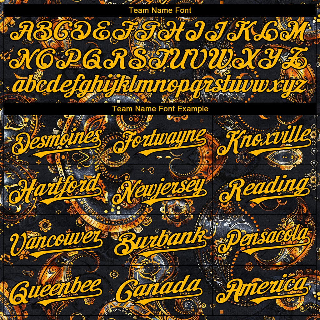 Custom Black Yellow Rave Party Ethnic Paisley Bandana Authentic Baseball Jersey