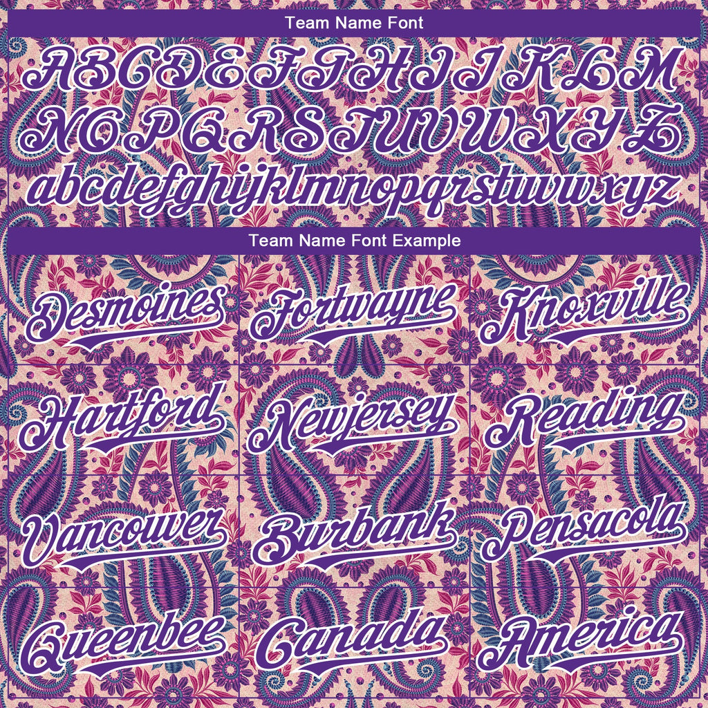 Custom Light Pink Purple-White Rave Party Ethnic Paisley Bandana Authentic Baseball Jersey