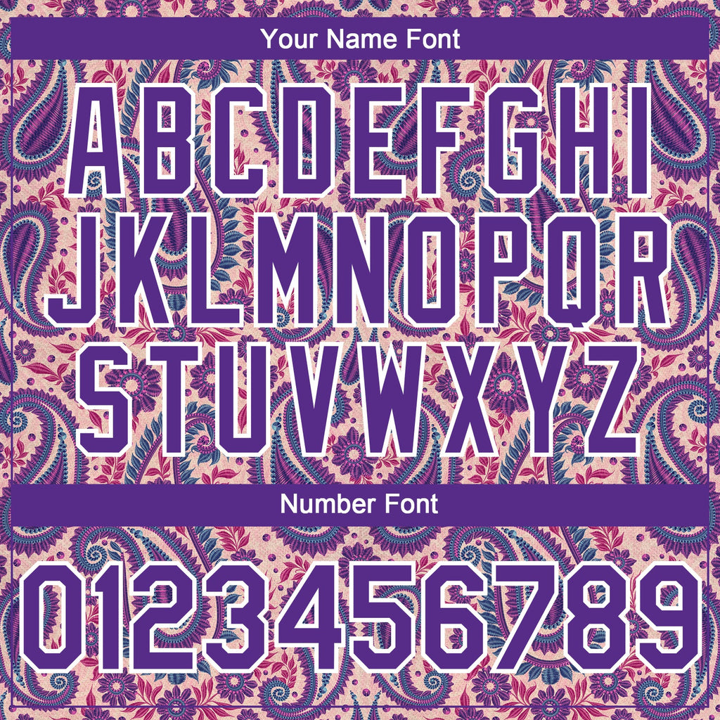 Custom Light Pink Purple-White Rave Party Ethnic Paisley Bandana Authentic Baseball Jersey