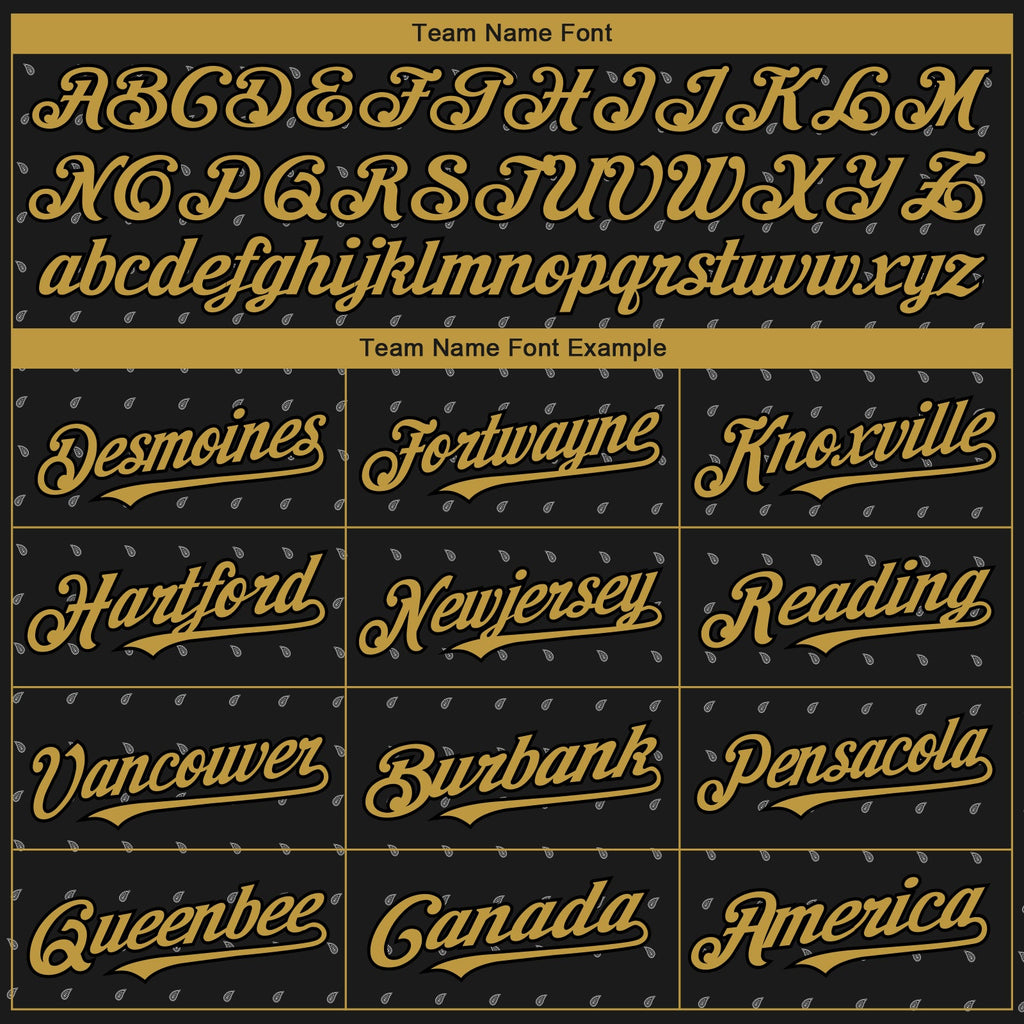 Custom Black Old Gold-Gray Rave Party Ethnic Paisley Bandana Authentic Baseball Jersey