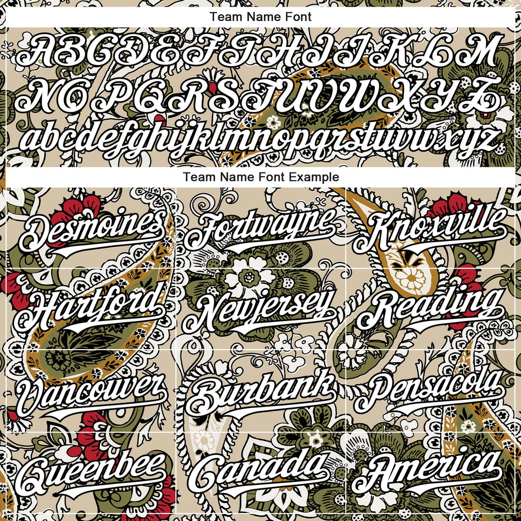 Custom City Cream White-Black Rave Party Ethnic Paisley Bandana Authentic Baseball Jersey