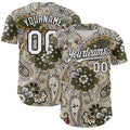 Custom City Cream White-Black Rave Party Ethnic Paisley Bandana Authentic Baseball Jersey