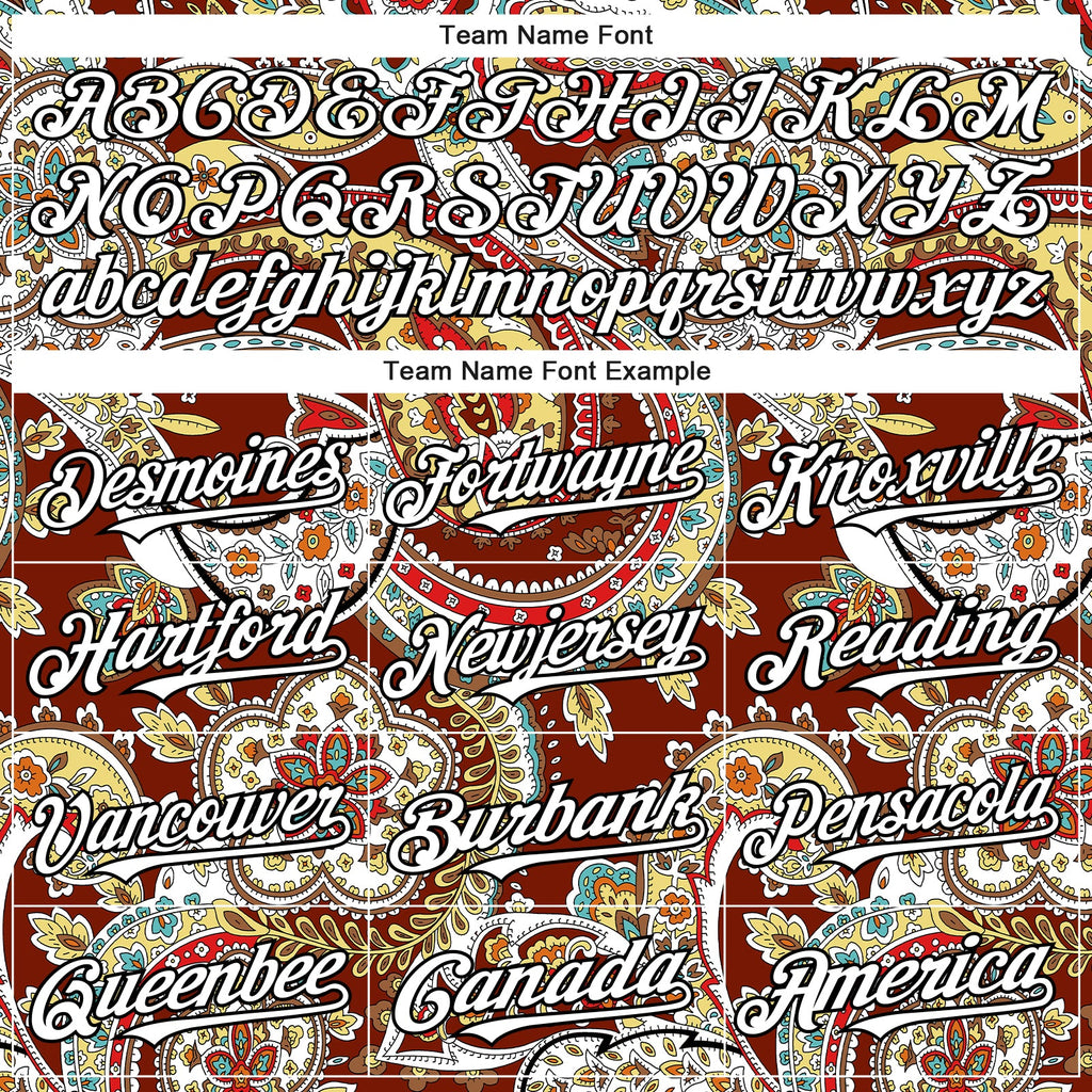 Custom Brown White-Black Rave Party Ethnic Paisley Bandana Authentic Baseball Jersey