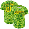 Custom Neon Green Black Rave Party Ethnic Paisley Bandana Authentic Baseball Jersey