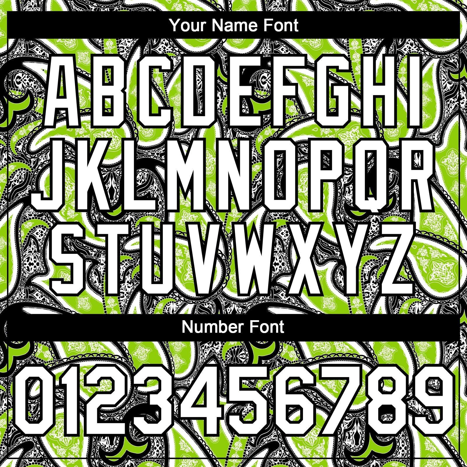Custom Black White-Neon Green Rave Party Ethnic Paisley Bandana Authentic Baseball Jersey