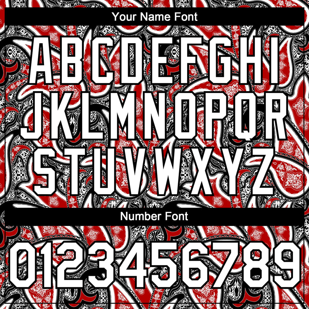 Custom Black White-Red Rave Party Ethnic Paisley Bandana Authentic Baseball Jersey