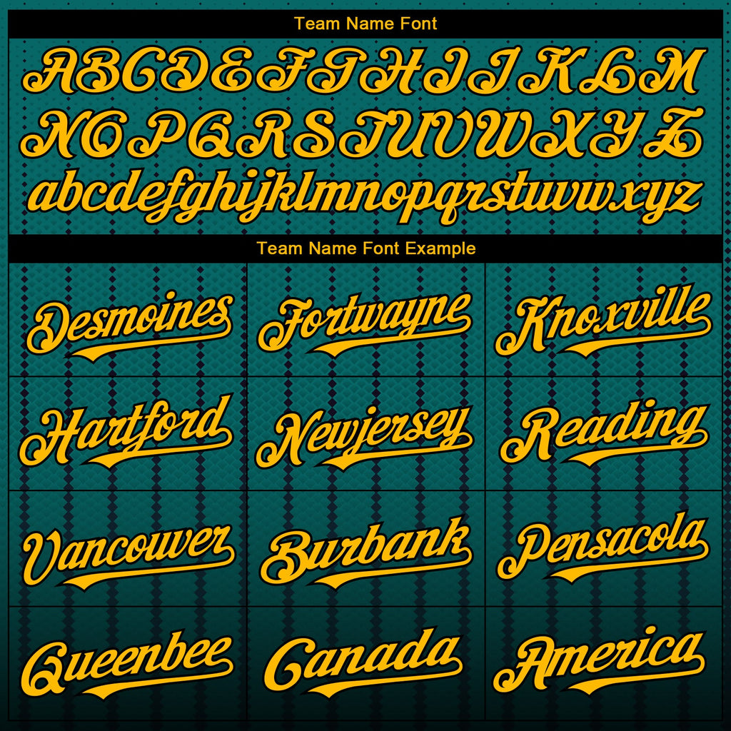 Custom Teal Gold-Black 3D Pattern Design Gradient Geometric Shape Authentic Baseball Jersey