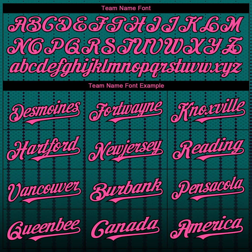 Custom Teal Pink-Black 3D Pattern Design Gradient Geometric Shape Authentic Baseball Jersey
