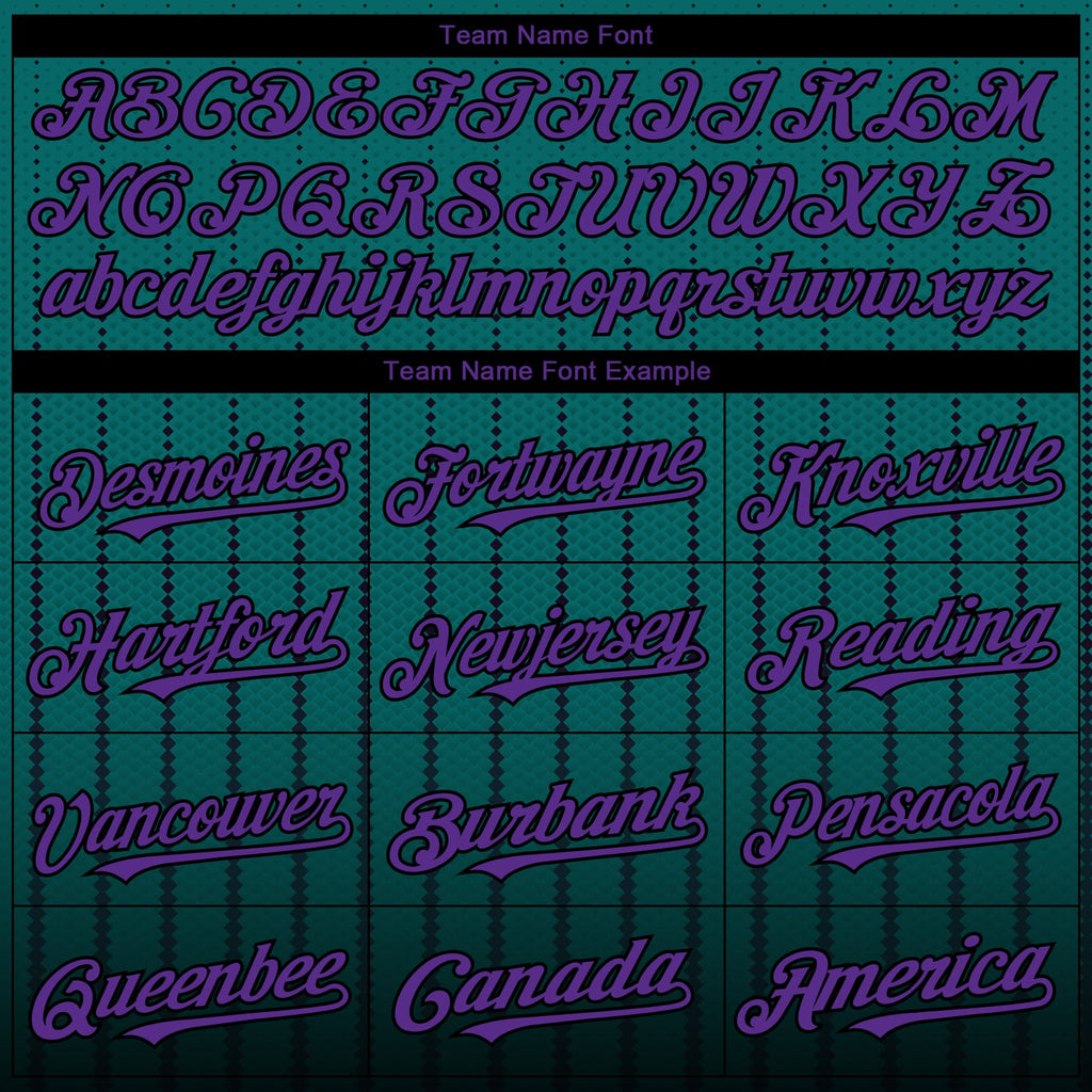 Custom Teal Purple-Black 3D Pattern Design Gradient Geometric Shape Authentic Baseball Jersey