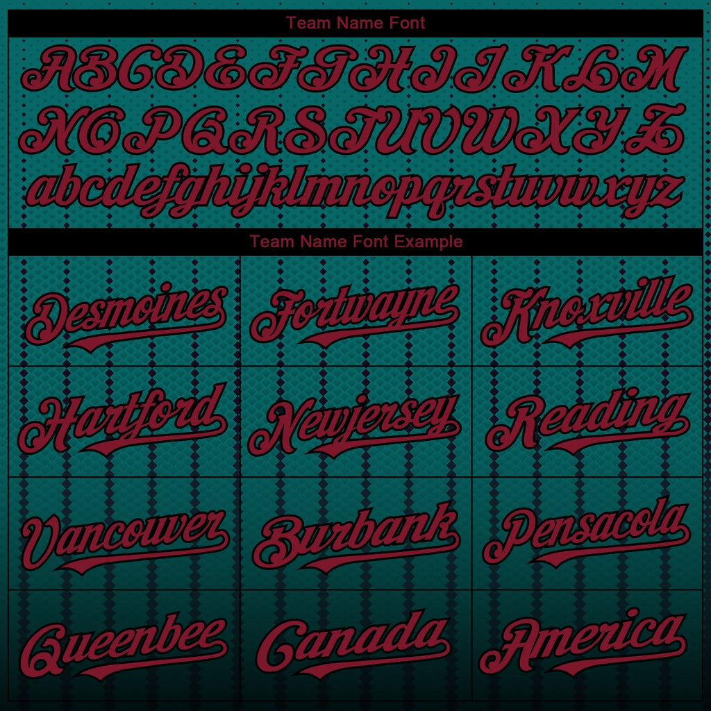 Custom Teal Crimson-Black 3D Pattern Design Gradient Geometric Shape Authentic Baseball Jersey