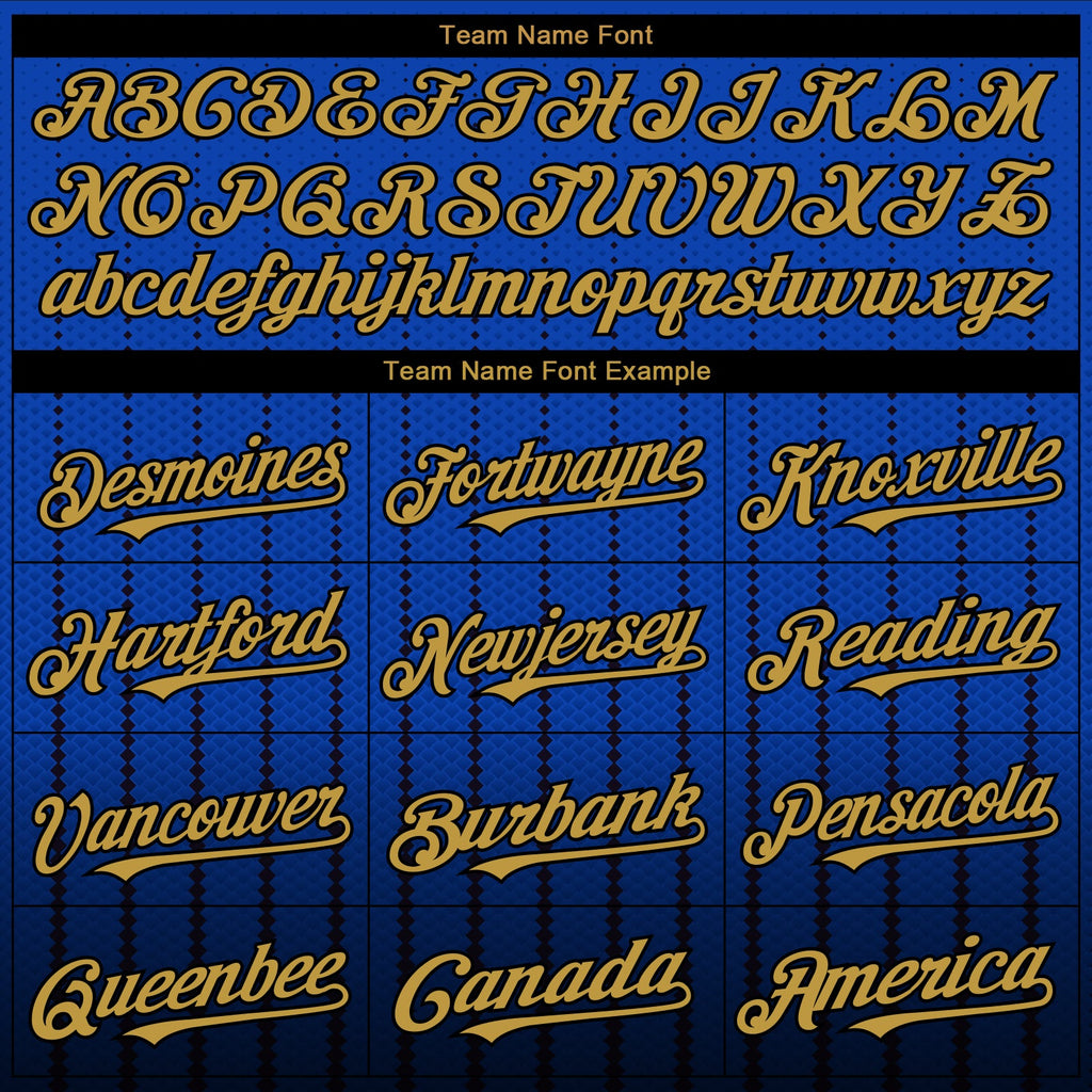 Custom Thunder Blue Old Gold-Black 3D Pattern Design Gradient Geometric Shape Authentic Baseball Jersey