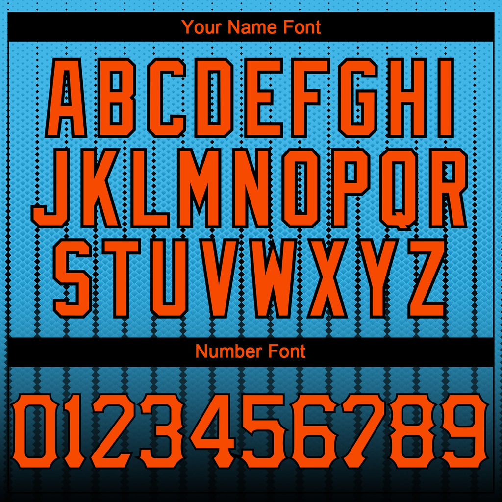 Custom Sky Blue Orange-Black 3D Pattern Design Gradient Geometric Shape Authentic Baseball Jersey