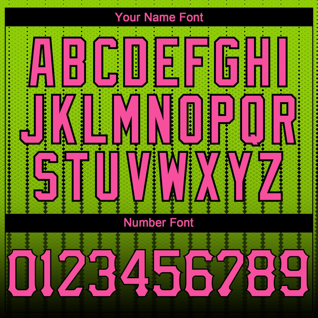 Custom Neon Green Pink-Black 3D Pattern Design Gradient Geometric Shape Authentic Baseball Jersey