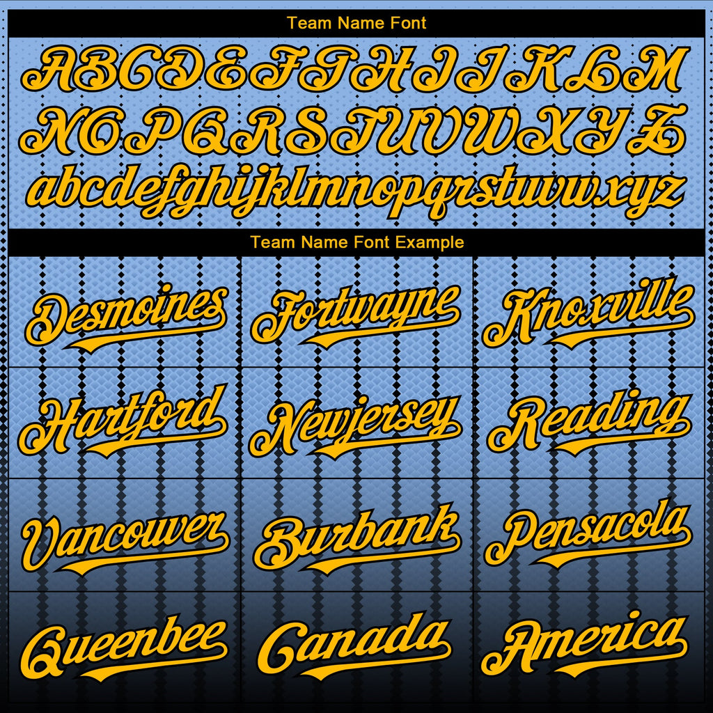 Custom Light Blue Gold-Black 3D Pattern Design Gradient Geometric Shape Authentic Baseball Jersey