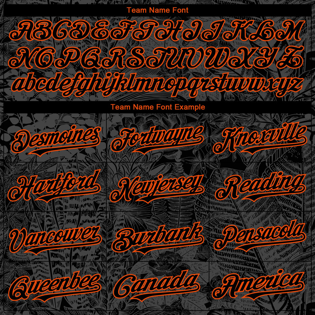 Custom Black Orange Hawaii Tropical Palm Leaves And Animal Leopard Authentic Baseball Jersey