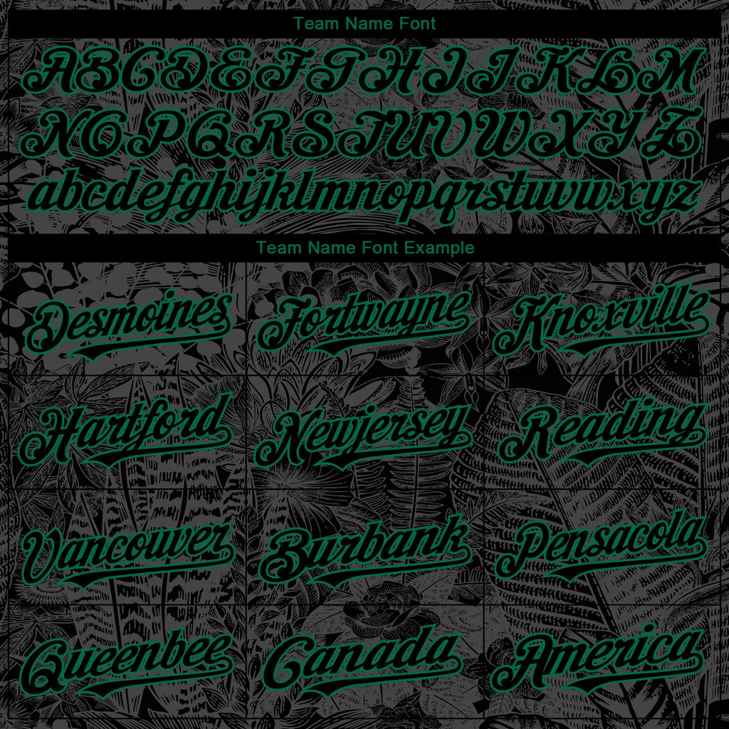 Custom Black Kelly Green Hawaii Tropical Palm Leaves And Animal Leopard Authentic Baseball Jersey
