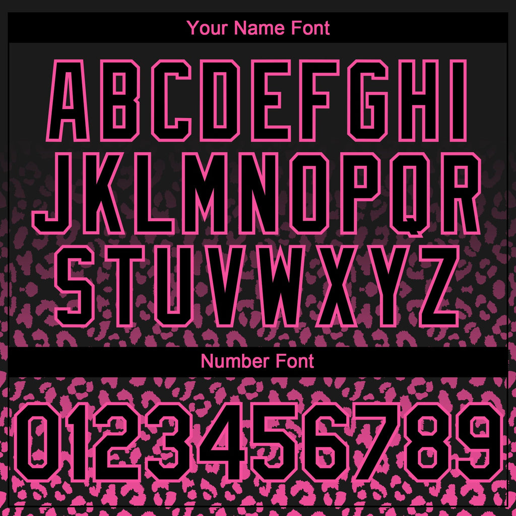 Custom Black Pink Gradient Leopard Print Authentic Baseball Jersey