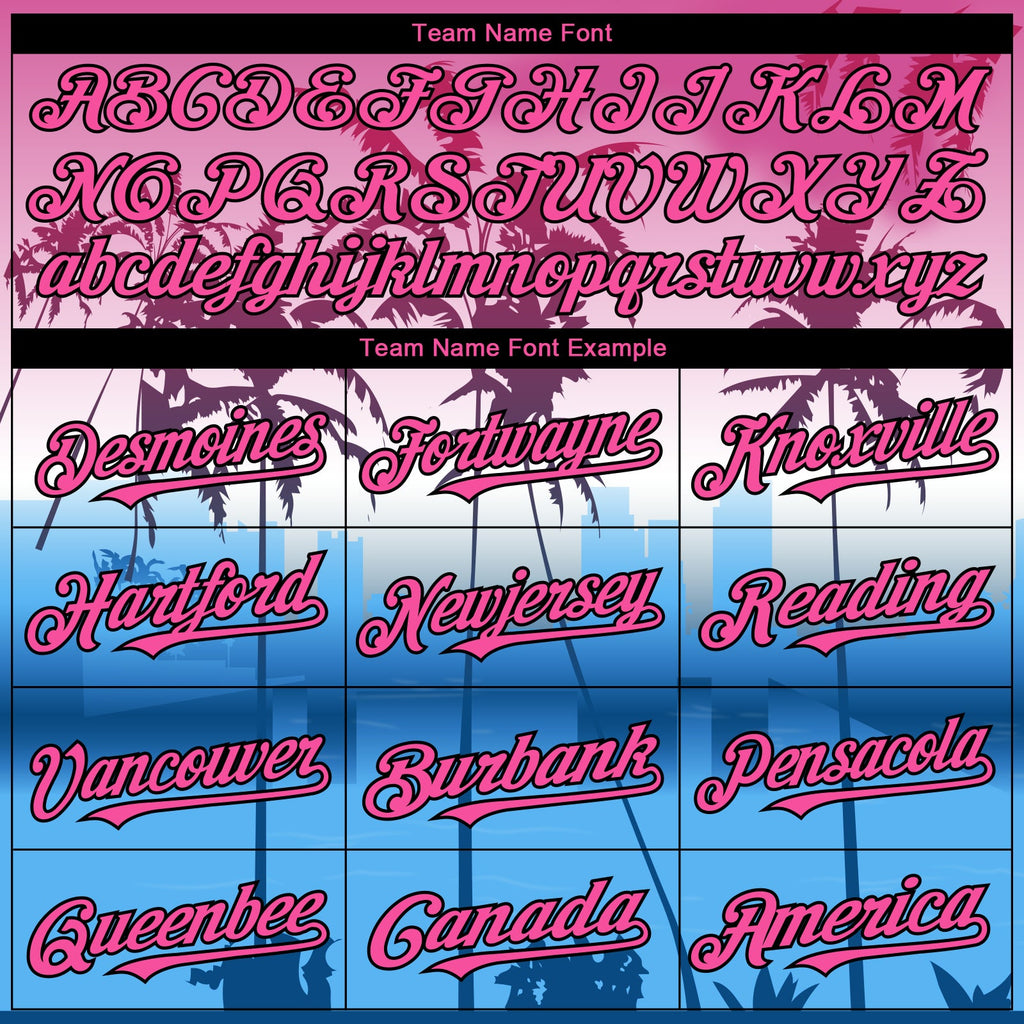 Custom Pink Blue Black-White Gradient Miami Palm Trees City Edition Authentic Baseball Jersey