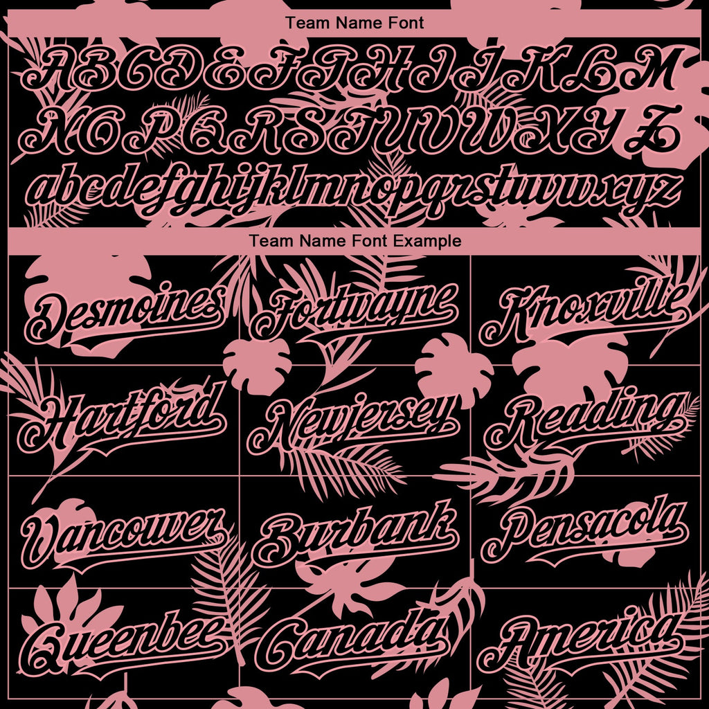 Custom Black Medium Pink Hawaii Palm Leaves Authentic Baseball Jersey
