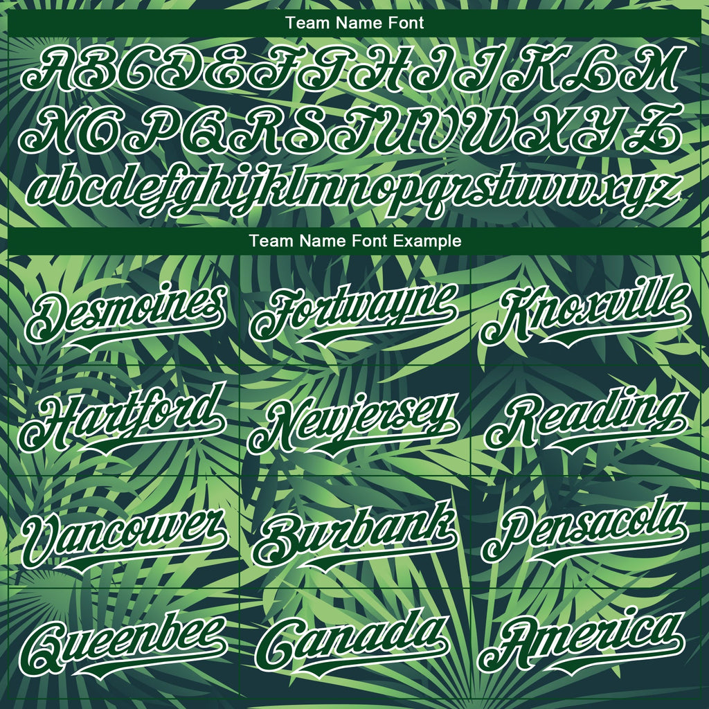Custom Green White Hawaii Palm Leaves Authentic Baseball Jersey