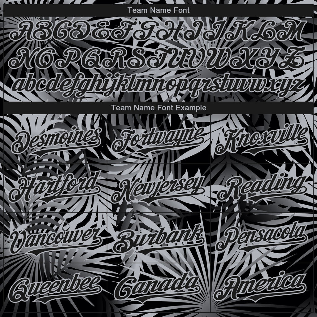 Custom Black Gray-White Hawaii Palm Leaves Authentic Baseball Jersey