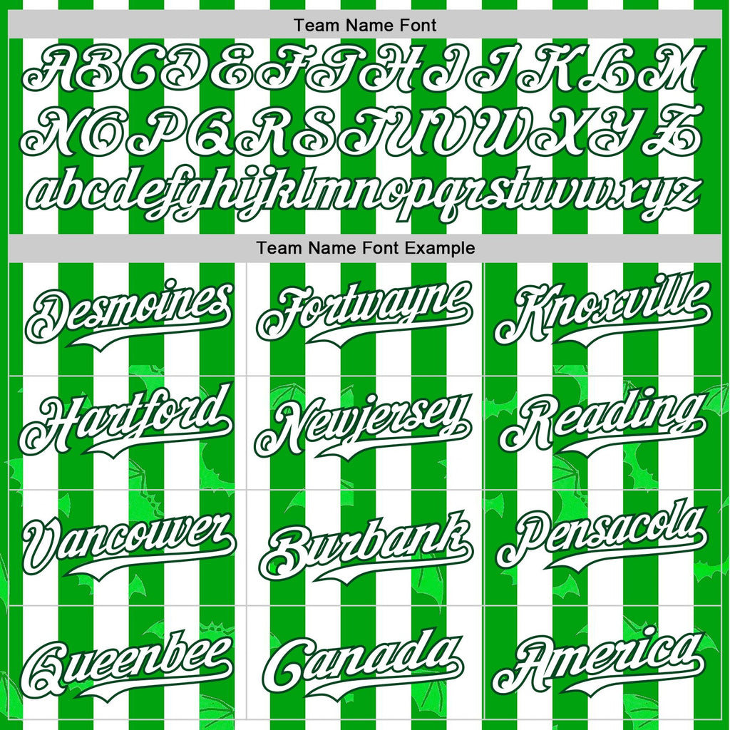 Custom White Green 3D Halloween Spooky Bat Stripe Authentic Baseball Jersey