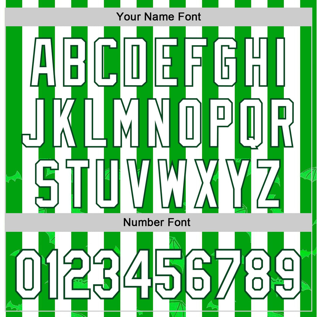 Custom White Green 3D Halloween Spooky Bat Stripe Authentic Baseball Jersey