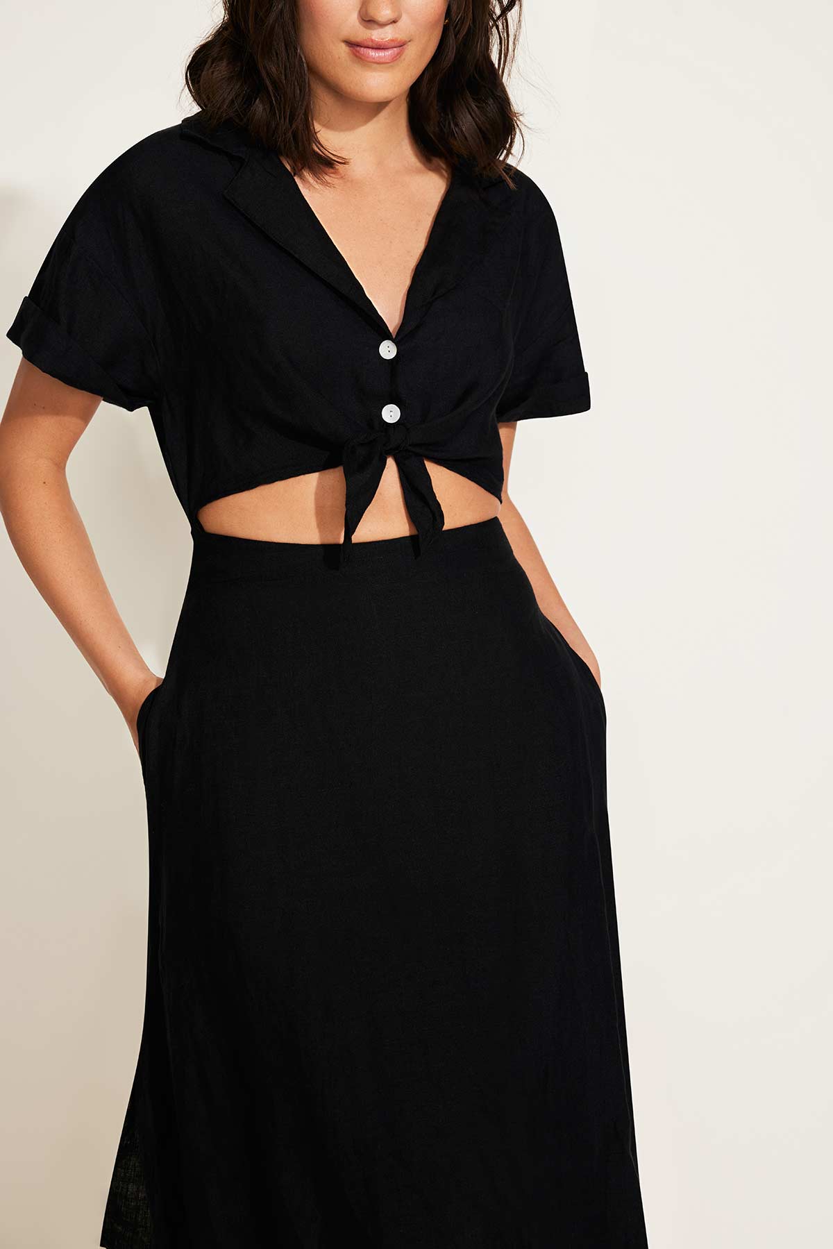 Playa Cut Out Dress - Black EcoLinen