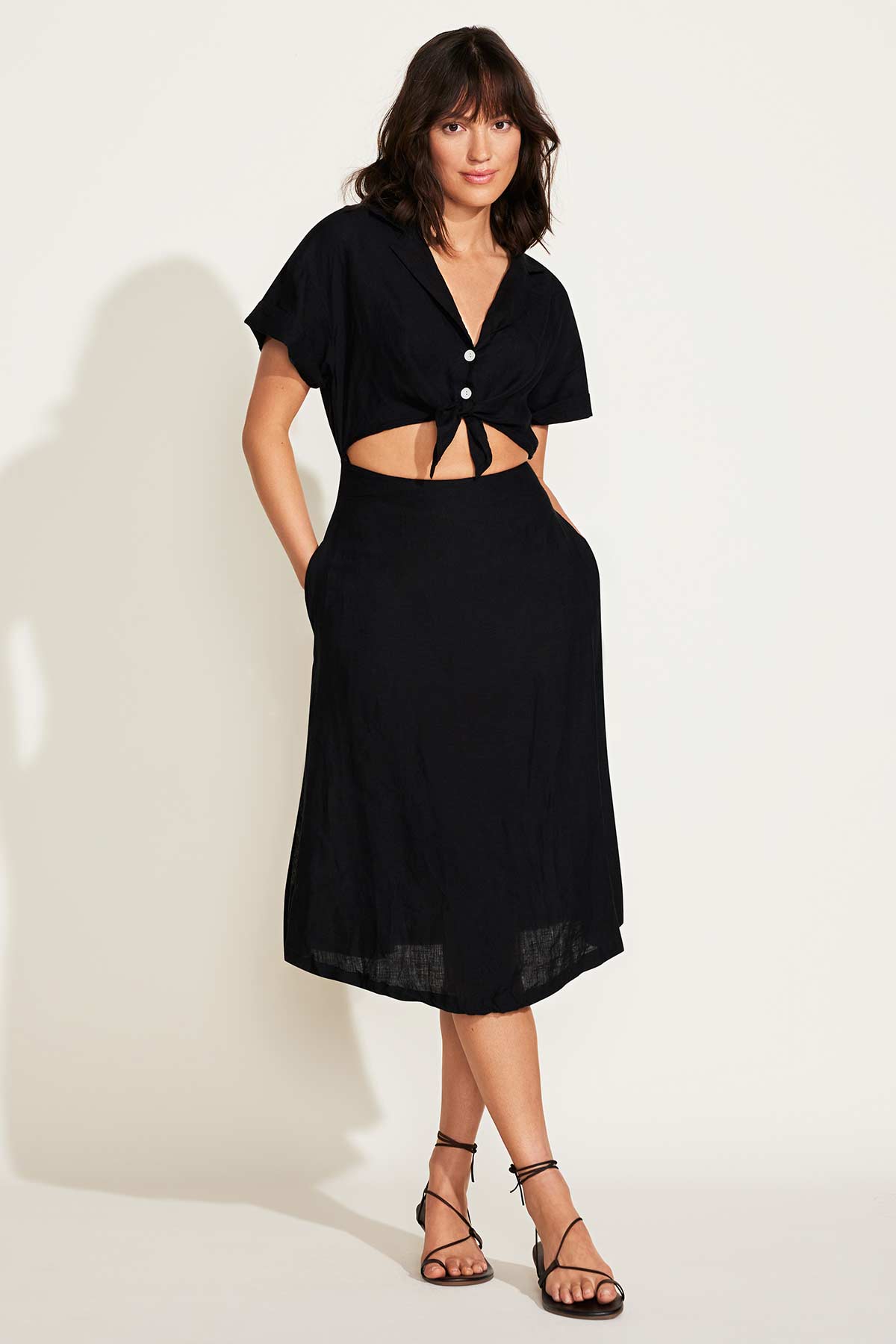 Playa Cut Out Dress - Black EcoLinen