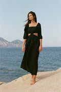 Cierra Cut Out Dress - Black EcoLinen