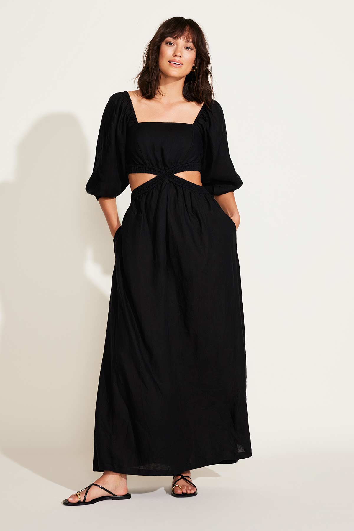 Cierra Cut Out Dress - Black EcoLinen