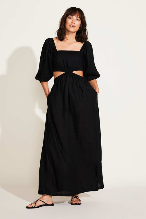 Cierra Cut Out Dress - Black EcoLinen