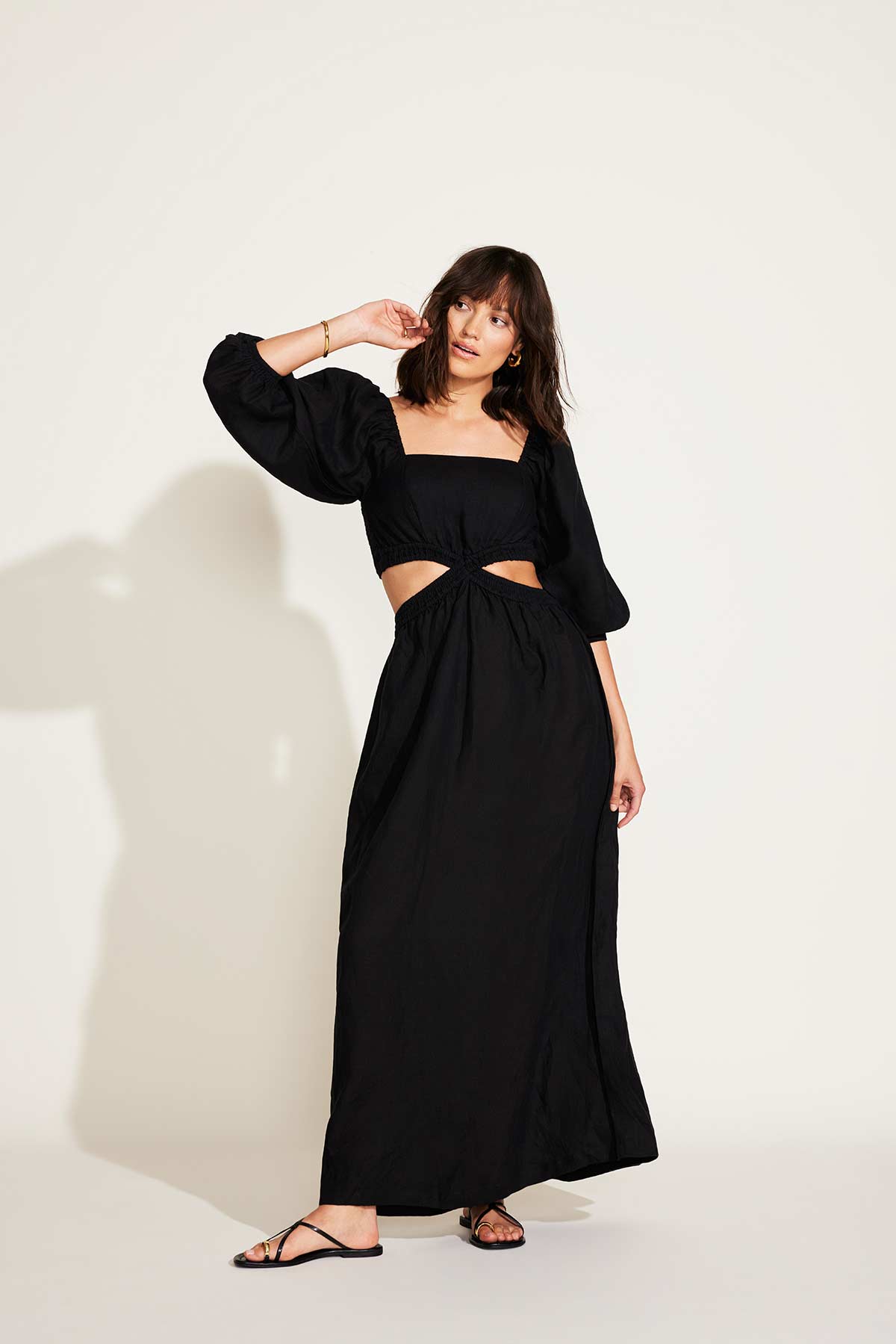 Cierra Cut Out Dress - Black EcoLinen
