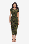Loki Wrap Front Shaping Dress in Olive Branch