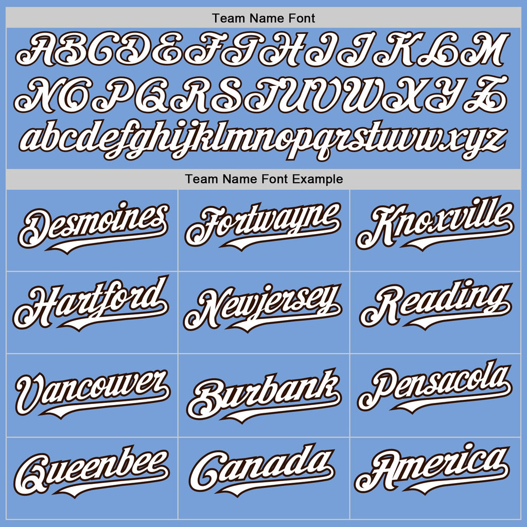 Custom Light Blue White-Brown 3 Colors Arm Shapes Authentic Baseball Jersey
