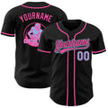 Custom Black Light Blue-Pink Authentic Baseball Jersey