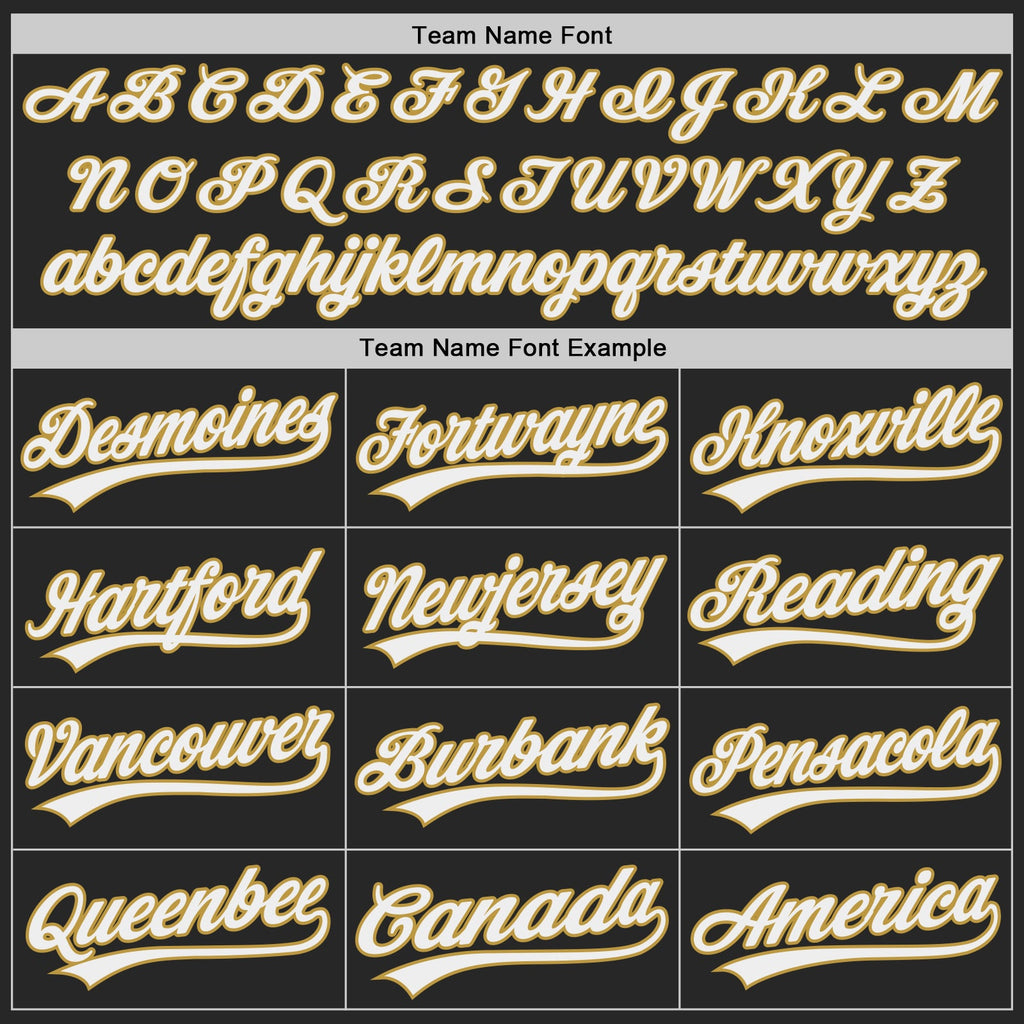 Custom Black White-Old Gold Authentic Baseball Jersey